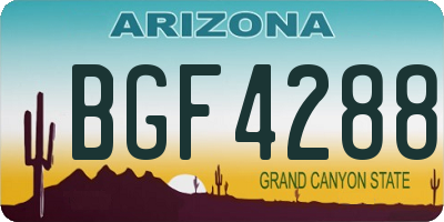 AZ license plate BGF4288