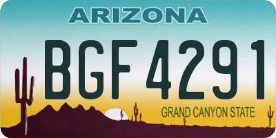 AZ license plate BGF4291