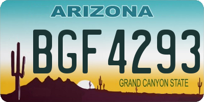 AZ license plate BGF4293