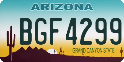 AZ license plate BGF4299