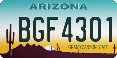 AZ license plate BGF4301
