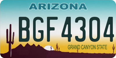 AZ license plate BGF4304