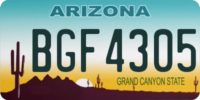 AZ license plate BGF4305