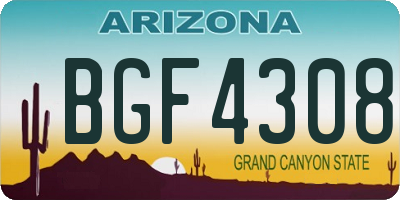 AZ license plate BGF4308