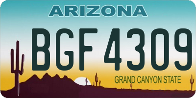 AZ license plate BGF4309