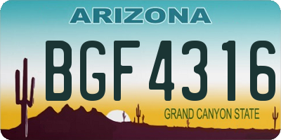 AZ license plate BGF4316