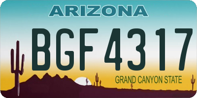 AZ license plate BGF4317