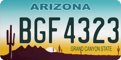 AZ license plate BGF4323