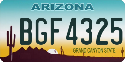 AZ license plate BGF4325