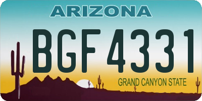 AZ license plate BGF4331