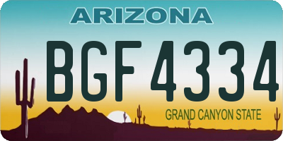 AZ license plate BGF4334