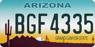 AZ license plate BGF4335