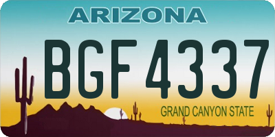 AZ license plate BGF4337