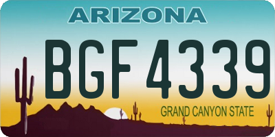 AZ license plate BGF4339