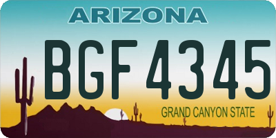 AZ license plate BGF4345