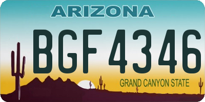 AZ license plate BGF4346
