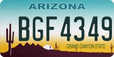 AZ license plate BGF4349