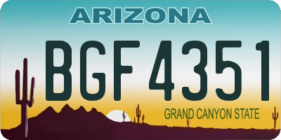 AZ license plate BGF4351