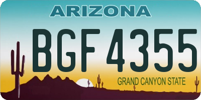 AZ license plate BGF4355
