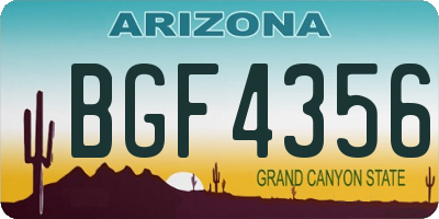 AZ license plate BGF4356