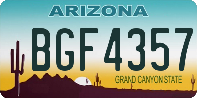 AZ license plate BGF4357