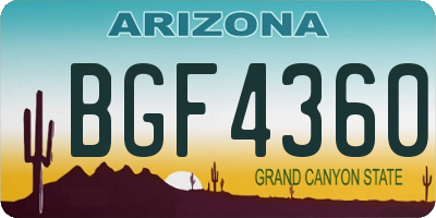 AZ license plate BGF4360