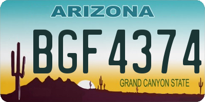 AZ license plate BGF4374