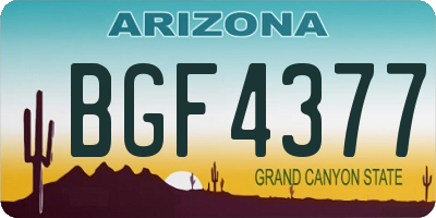 AZ license plate BGF4377