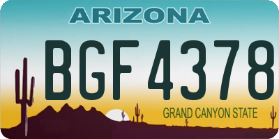 AZ license plate BGF4378