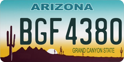 AZ license plate BGF4380