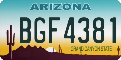 AZ license plate BGF4381