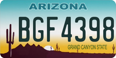 AZ license plate BGF4398