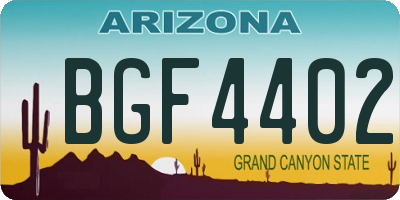 AZ license plate BGF4402