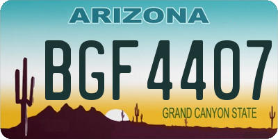 AZ license plate BGF4407