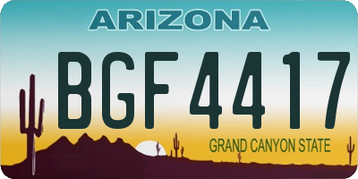AZ license plate BGF4417