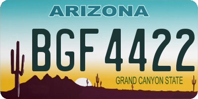 AZ license plate BGF4422