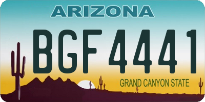 AZ license plate BGF4441