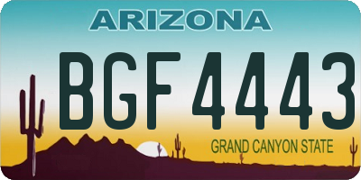 AZ license plate BGF4443