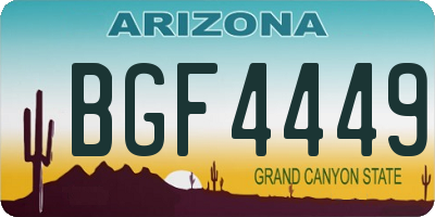 AZ license plate BGF4449