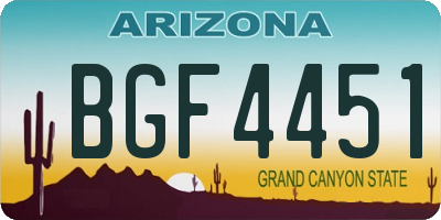 AZ license plate BGF4451
