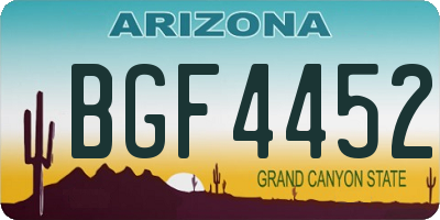 AZ license plate BGF4452