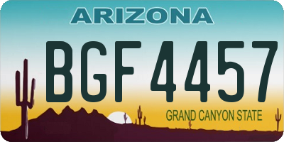 AZ license plate BGF4457