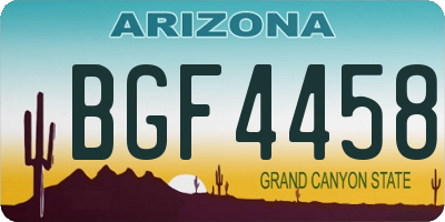 AZ license plate BGF4458