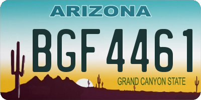 AZ license plate BGF4461