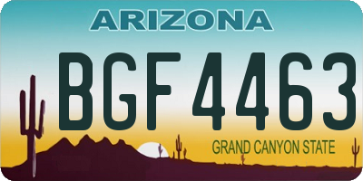 AZ license plate BGF4463