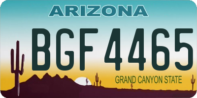 AZ license plate BGF4465