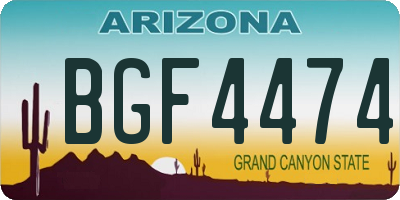 AZ license plate BGF4474