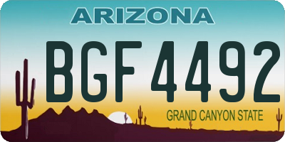 AZ license plate BGF4492