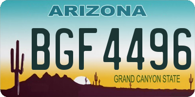 AZ license plate BGF4496