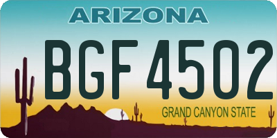 AZ license plate BGF4502